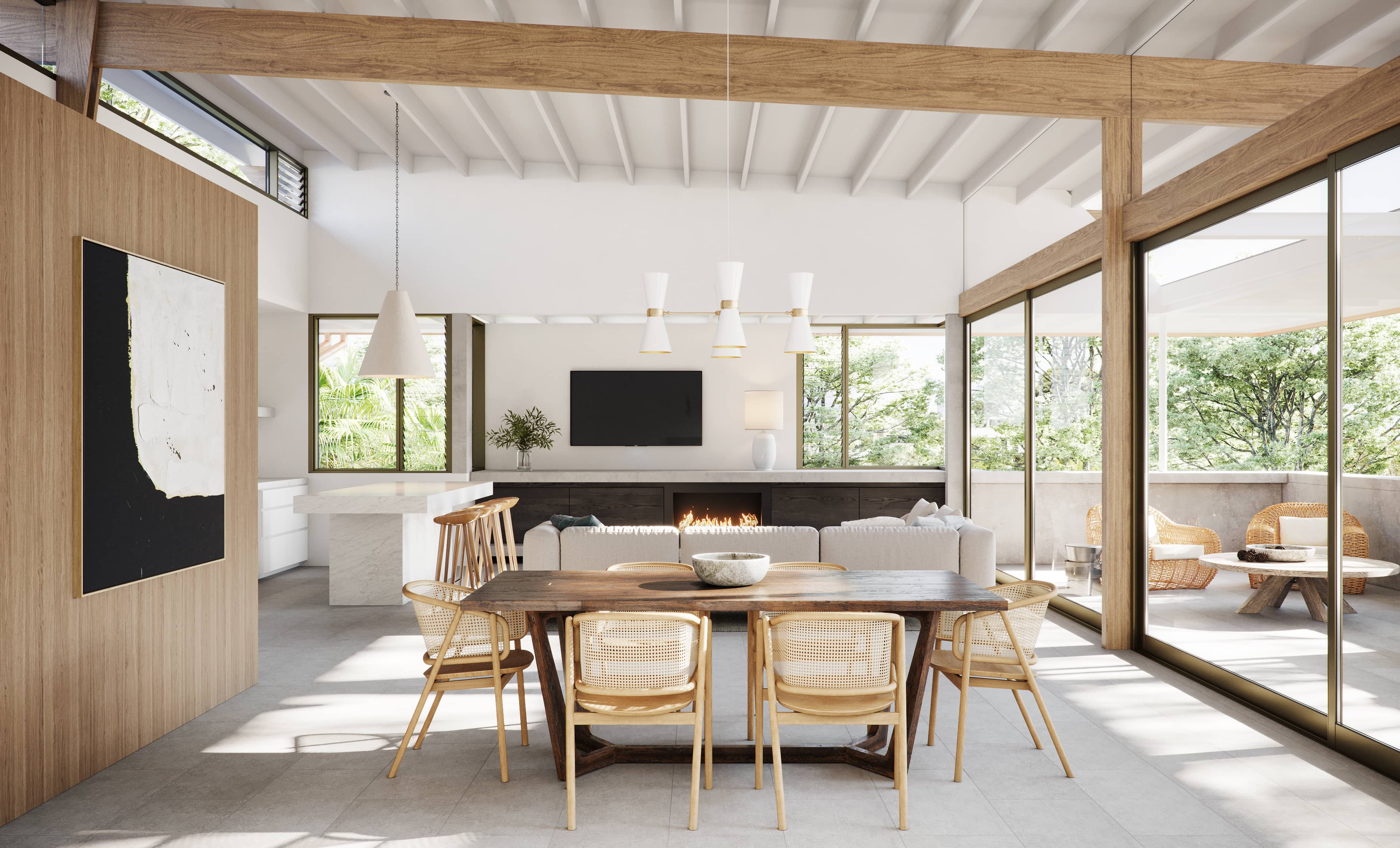 Coastal city view with beach and ocean